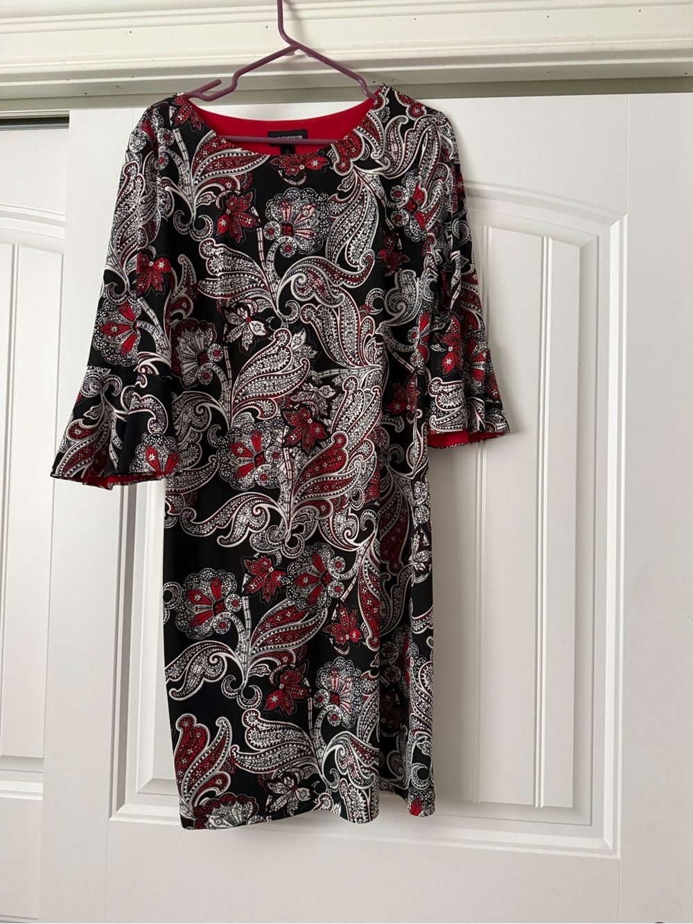 Liz Claiborne Black Red & White Paisley Floral Shift Dress